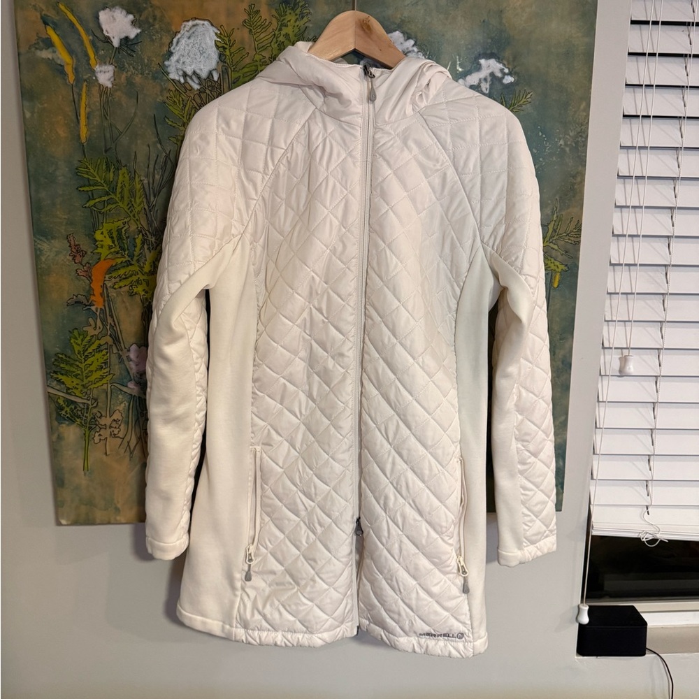 Merrell Women's Lightweight White Quilted Long Jacket